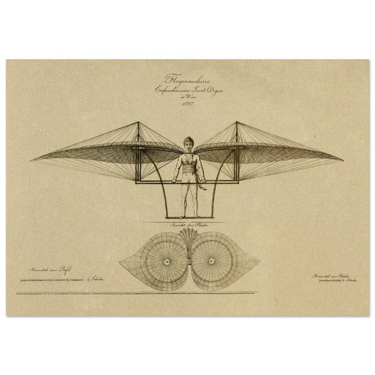 Flight machine invented by Jacob Degen in  1807 also called Degen ornithopter.