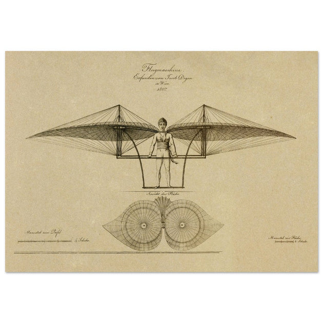 Flight machine invented by Jacob Degen in  1807 also called Degen ornithopter.