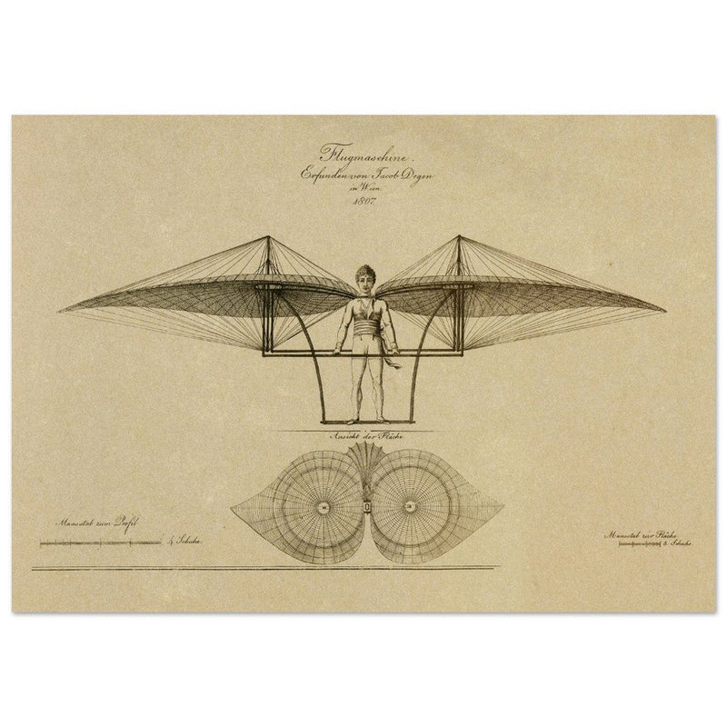 Flight machine invented by Jacob Degen in  1807 also called Degen ornithopter.