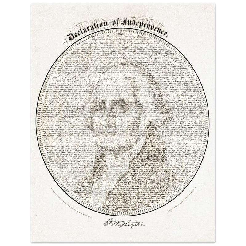 Declaration of Independence vintage print reproduction. George Washington president .