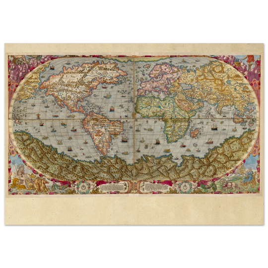 Ancient world map poster reproduction by Andrea Bertelli 1593