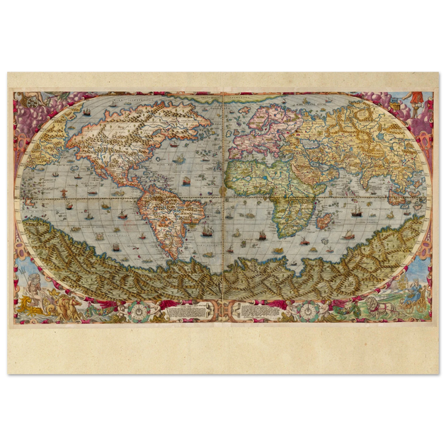 Ancient world map poster reproduction by Andrea Bertelli 1593