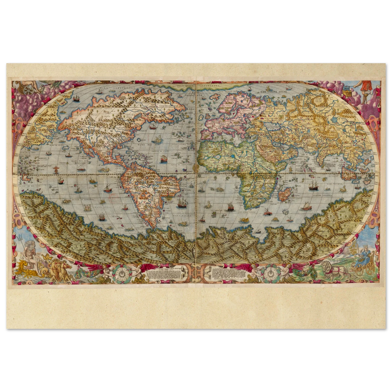 Ancient world map poster reproduction by Andrea Bertelli 1593