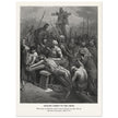 Gustave Dore The Bible engraving print . Nailing Christ to the cross illustration .