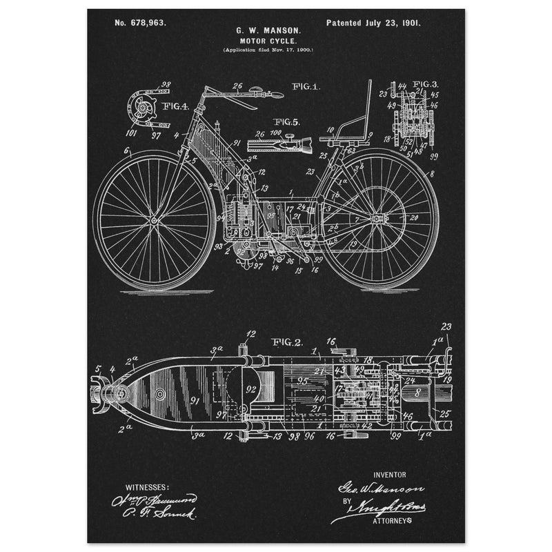 Motorcycle old patent by G. W Manson.