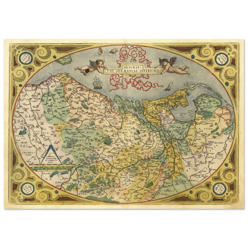 Ancient map of the Low countries ( Belgium, Netherlands and Luxembourg ) by Ortelius.