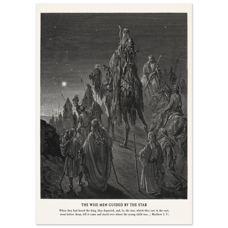 Gustave Dore The Bible engraving print . The Wise men guided by the star illustration.