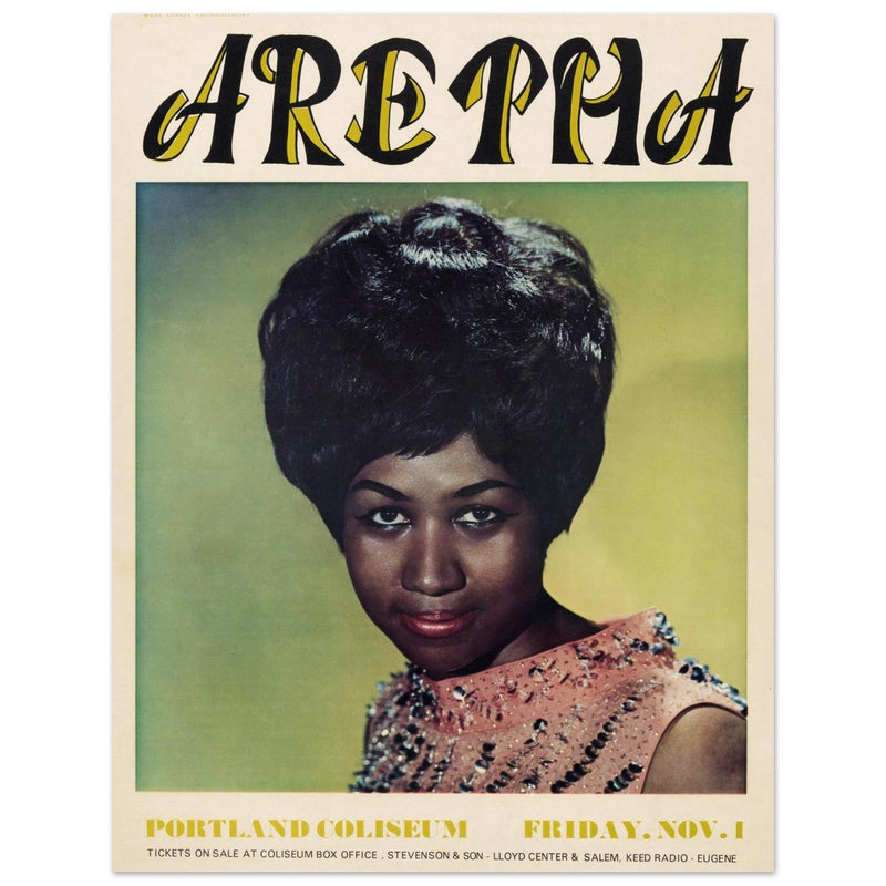 Aretha Franklin concert poster. Performance at Portland Coliseum 1968.