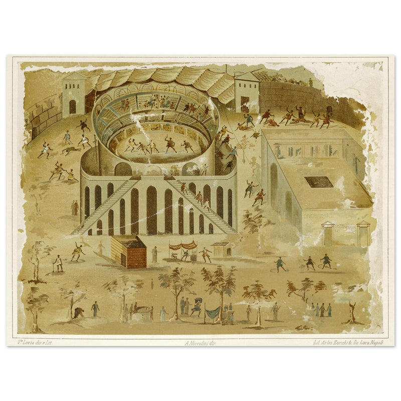 Pompeii circus games engravings by Fausto and Felice Niccolini.