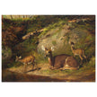 Doe and Two Fawns by Arthur Fitzwilliam Tait  1882. Deer inside forest.
