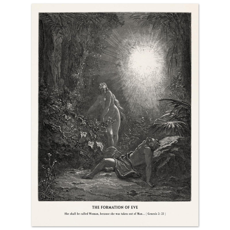 Gustave Dore The Bible engraving print . The Formation of Eve illustration .