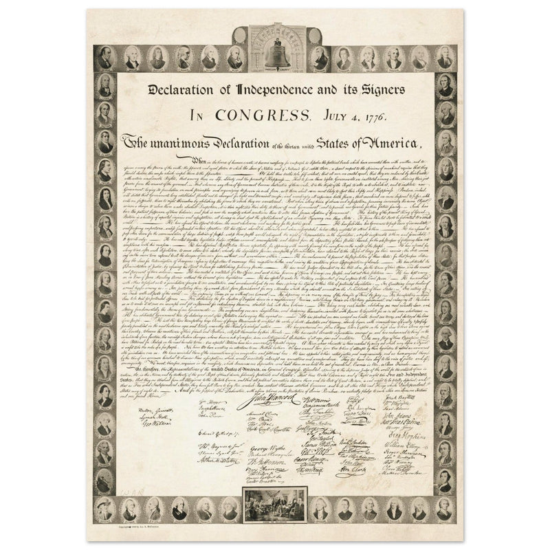 Declaration of Independence of the United States of America and its signers.