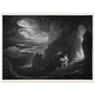 John Martin Paradise Lost vintage mezzoting engraving . Adam and Eve Driven Out of Paradise.