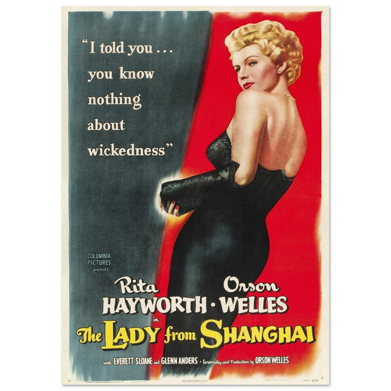 The Lady from Shangai movie poster. Rita Hayworth and Orson Welles.