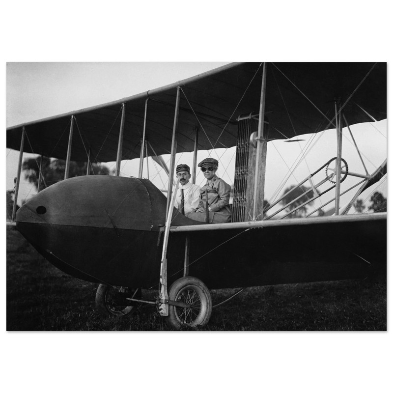 Katharine Wright aboard the Wright Model HS vintage aircraft