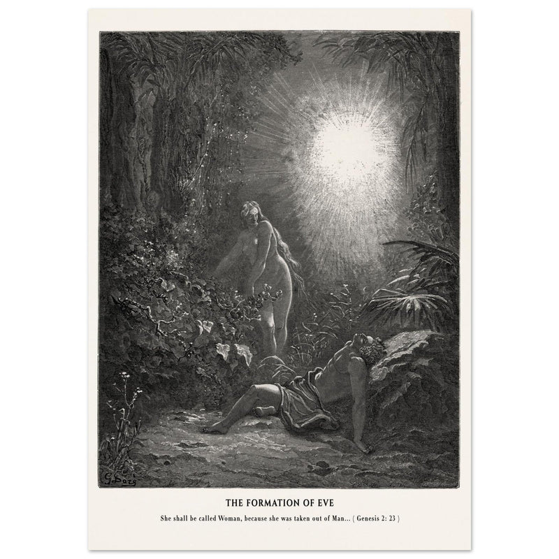 Gustave Dore The Bible engraving print . The Formation of Eve illustration .