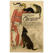 Theophile Steinlen Clinique Cheron. Beautiful vintage poster depicting a woman surrounded by cats and dogs in a veterinarian clinic.