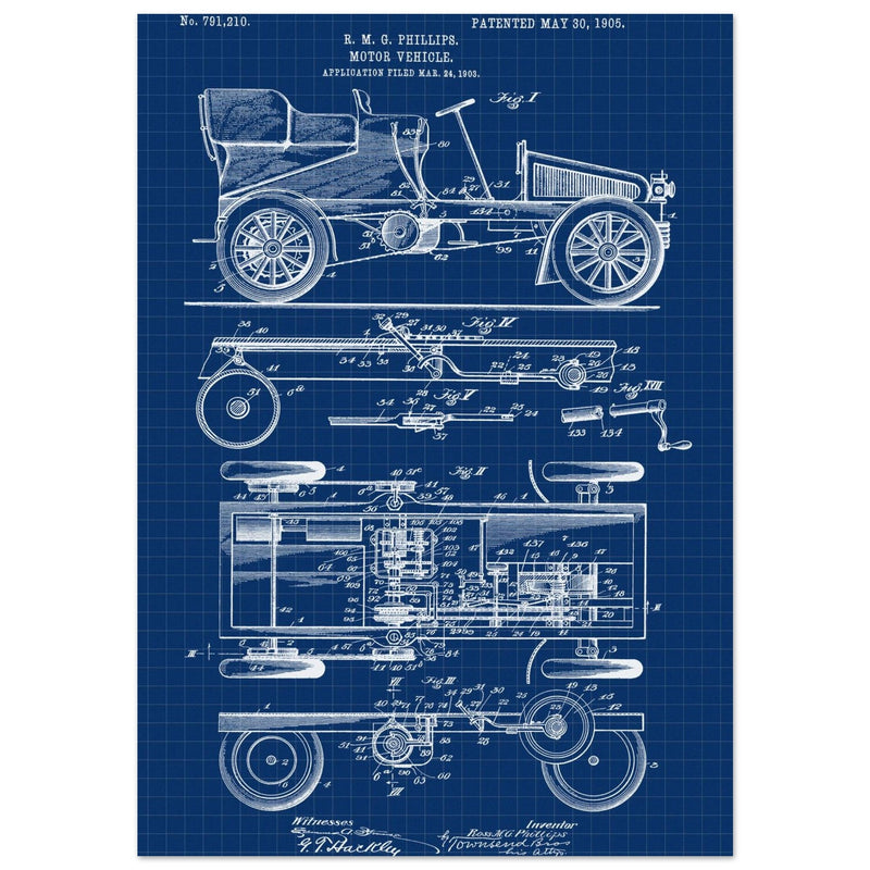 Motor Vehicle patent. Vintage car illustration.