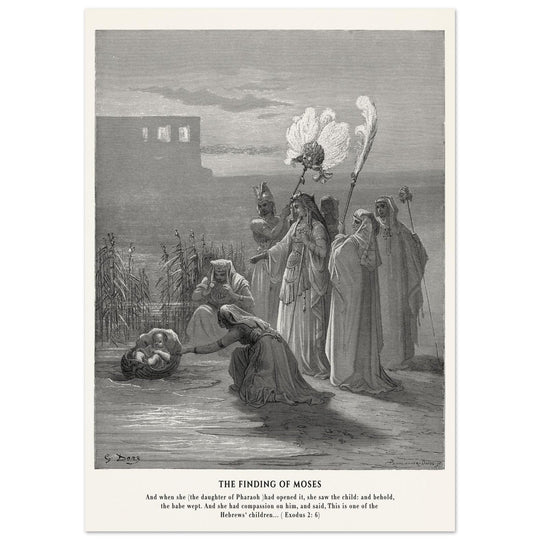 Gustave Dore The Bible engraving print . The finding of Moses illustration .