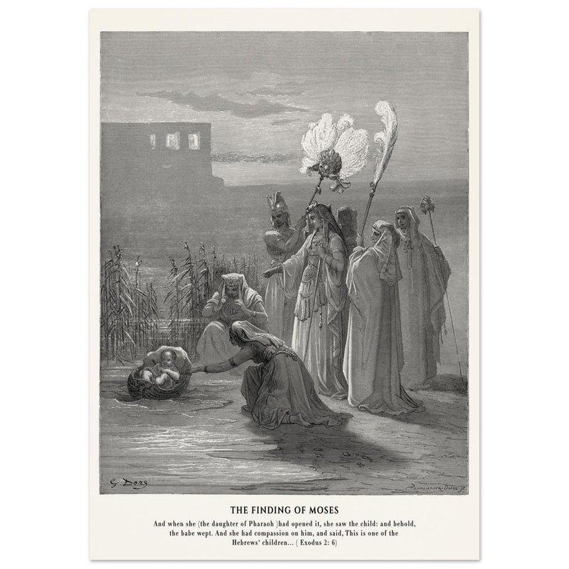Gustave Dore The Bible engraving print . The finding of Moses illustration .