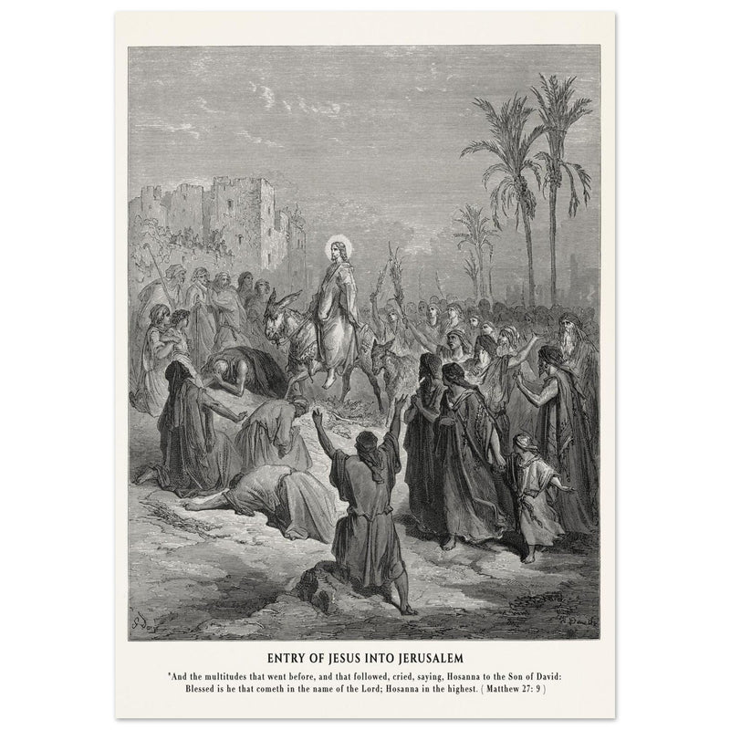 Gustave Dore The Bible engraving print . Entry of Jesus into Jerusalem .