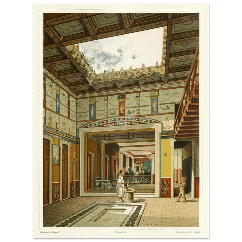 Roman courtyard in Pompeii by G. Discanno book project by Fausto and Felice Niccolini.