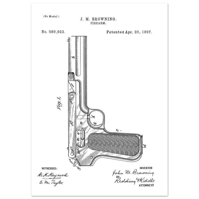 Firearm mechanism patent by John M. Browning.