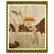Edmund Dulac and one of his illustration for Princess Badoura fairy tale. Prince Camaralzaman and the Birds.