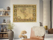 Ancient illustrated map of America. Poster of old cartography of the XVIII Century. Fine art .