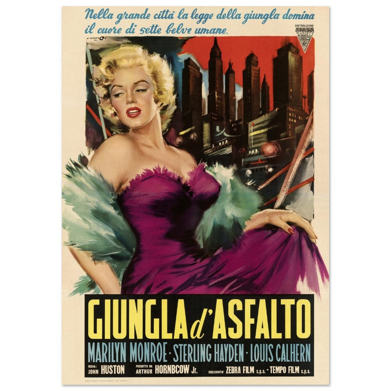 Giungla d' Asfalto ( The Asphalt Jungle ) historic italian movie poster reproduction.
