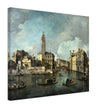 Antique painting of the Grand Canal at San Geremia, Venice Italy. Francesco Guardi.