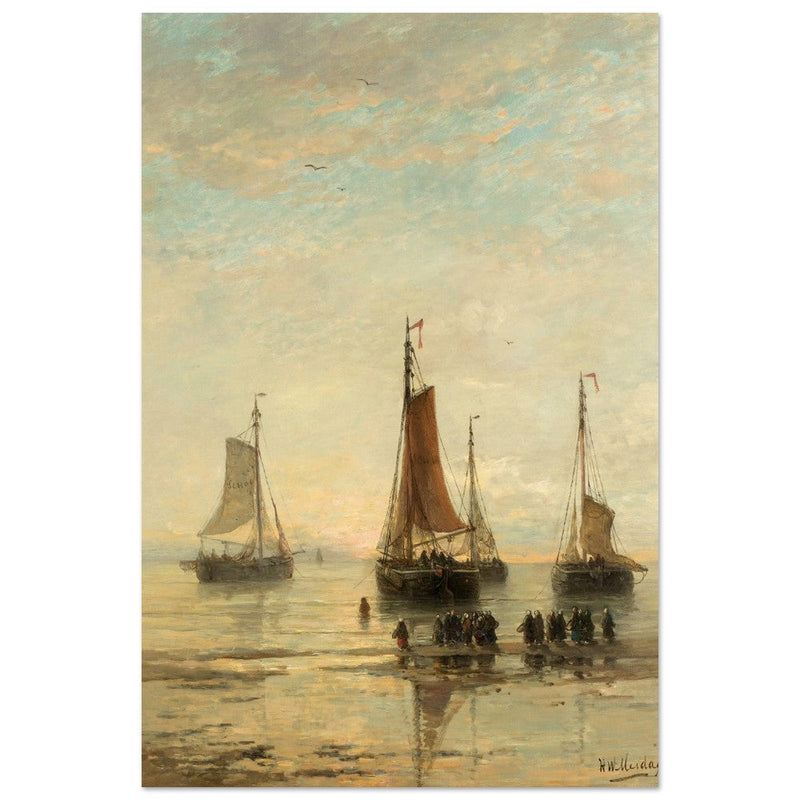 Hendrik Willem Mesdag Bluff-Bowed Scheveningen Boats at Anchor.