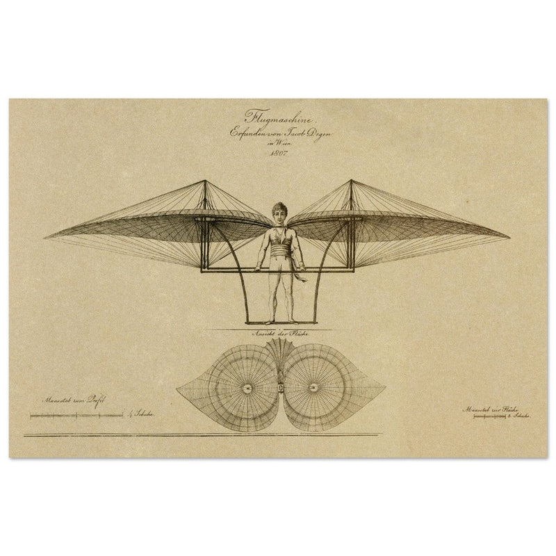 Flight machine invented by Jacob Degen in  1807 also called Degen ornithopter.