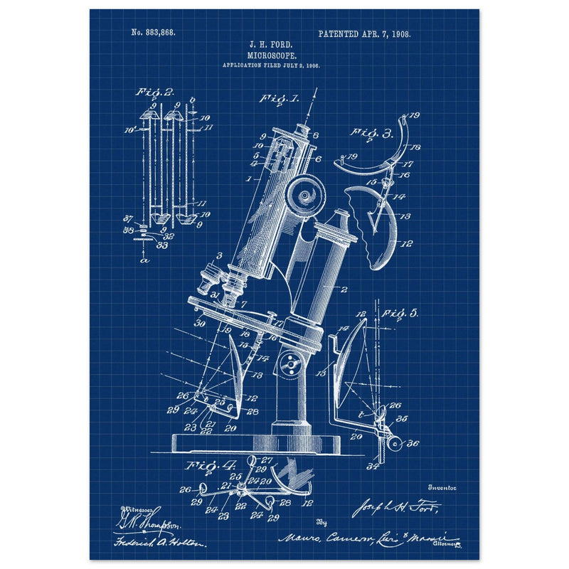 vintage microscope patent by J H Ford.