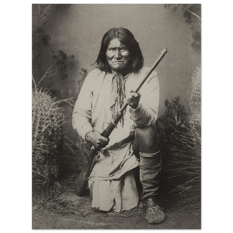 Geronimo Apache leader.  Portrait of native american indian.