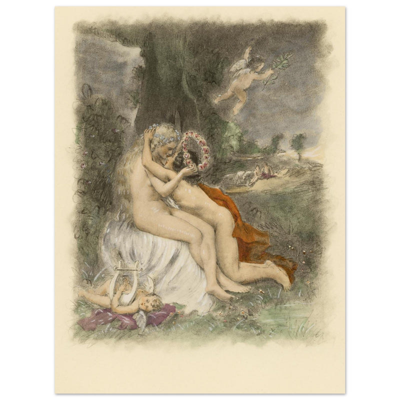 Paul Emile Becat erotic illustration Les Baiseres XX ( The Kisses ) The crown of flowers