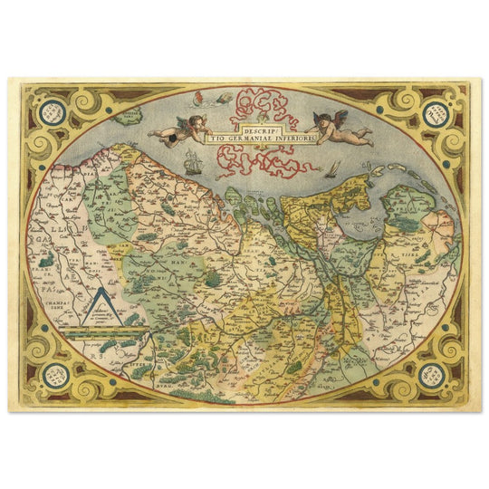 Ancient map of the Low countries ( Belgium, Netherlands and Luxembourg ) by Ortelius.