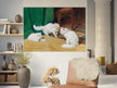 Three white cats playing old painting by Arthur Heyer.