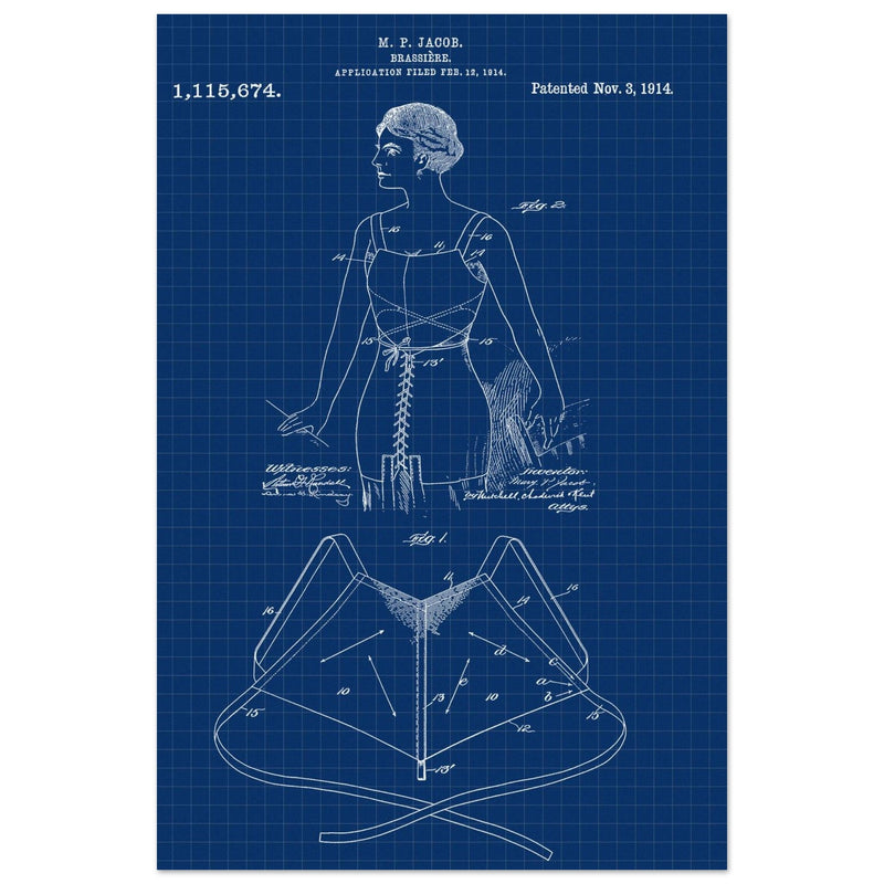 Brassiere patent drawing by M P Jacob.