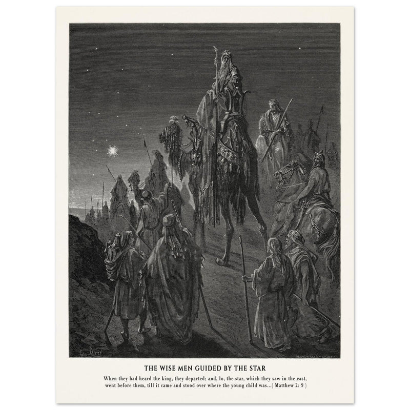 Gustave Dore The Bible engraving print . The Wise men guided by the star illustration.