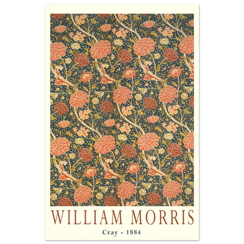 William Morris Cray 1884. Vintage printed cotton  art print.