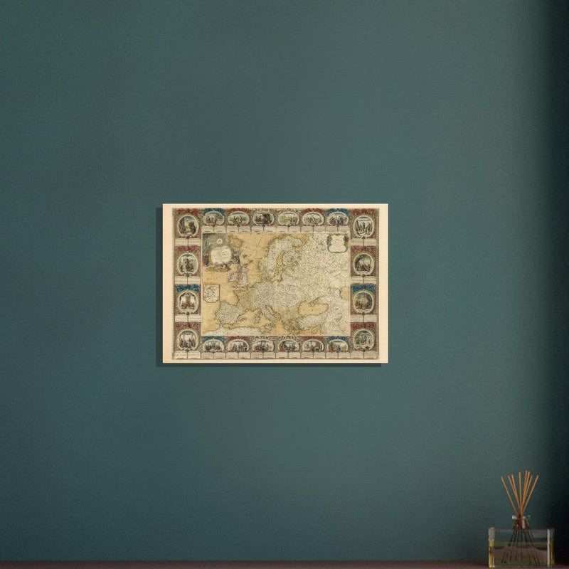 Ancient antique map of Europe. The map is devided in empires and realms.  poster.