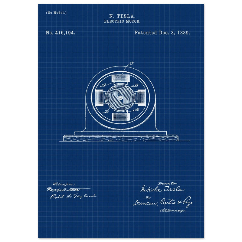 Electric Motor  patent 416194 by Nikola Tesla.