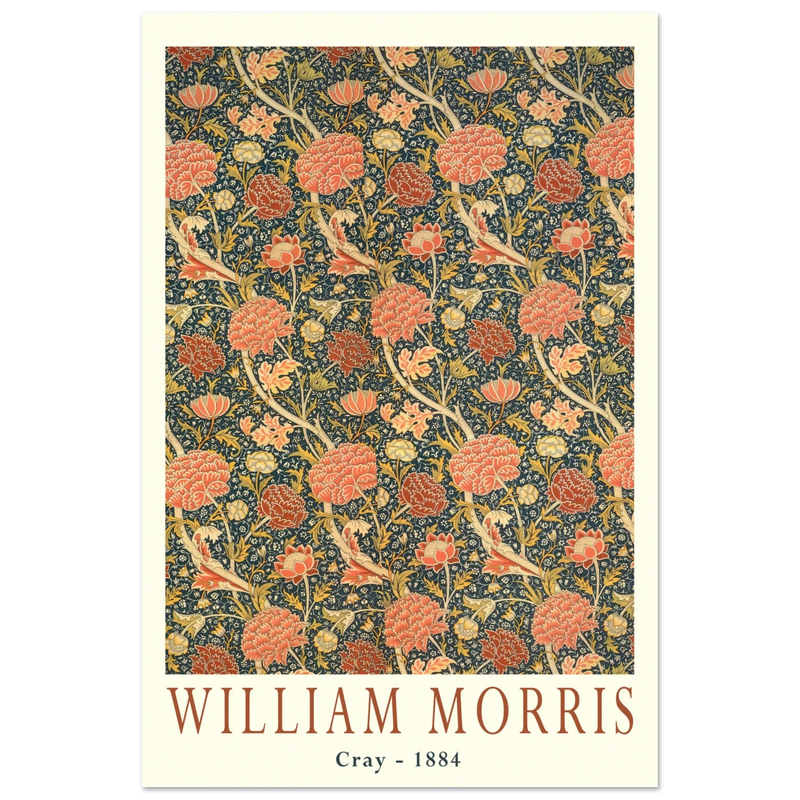 William Morris Cray 1884. Vintage printed cotton  art print.