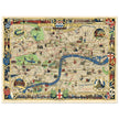 London 1951 vintage city map . Landmarks and places of interest in London.