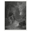Gustave Dore Paradise Lost engraving . Adam and Eve and Archangel Raphael in eden.
