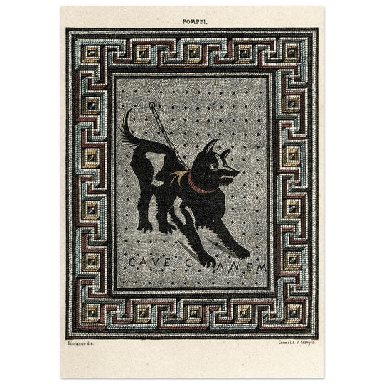 Watchdog mosaic chromolithograph reproduction Cave Canem by Victor Steeger