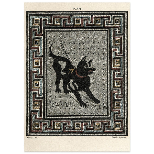 Watchdog mosaic chromolithograph reproduction Cave Canem by Victor Steeger