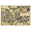 Ancient map of Europe and Asia tracing the sea route to Troy across the Mediterranean sea by Abraham Ortelius