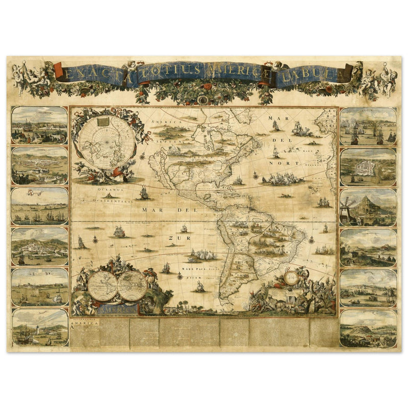 Ancient map of America XVII century by Nicolaes Visscher.